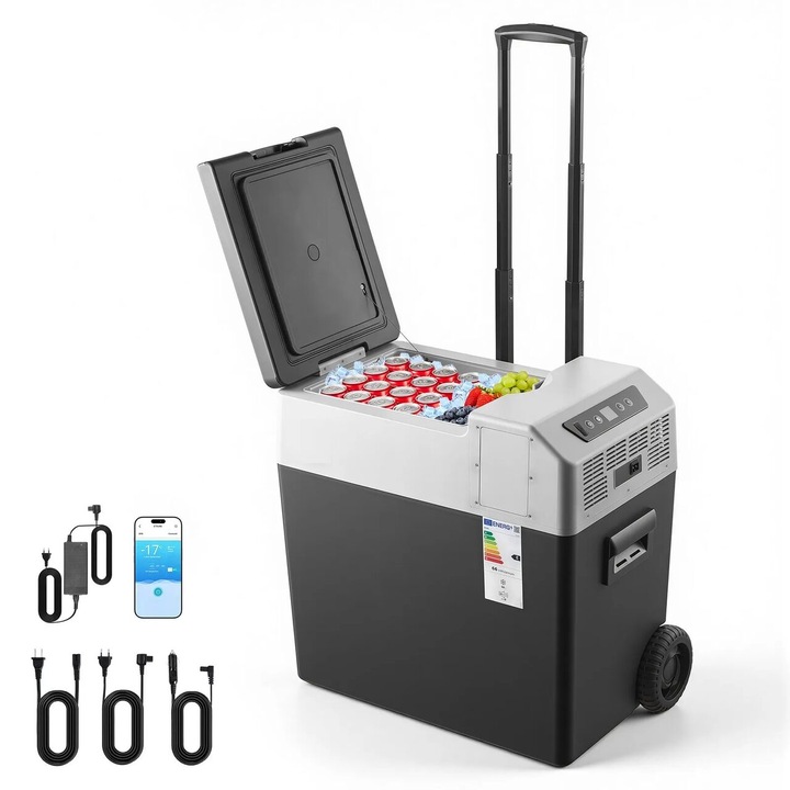 Cutie frigorifica profesionala cu compresor, Troller, Capacitate 50 l, Alimentare 12V/24V DC 100-240V AC, -22℃ pana la 10℃