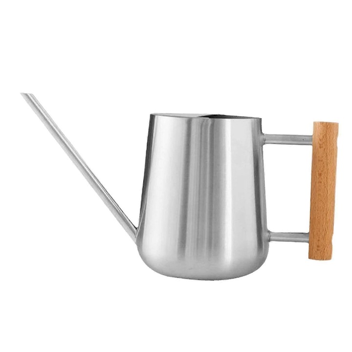 Stropitoare pentru plante, 900ml, inox, maner lemn, 6.5inch, argintiu