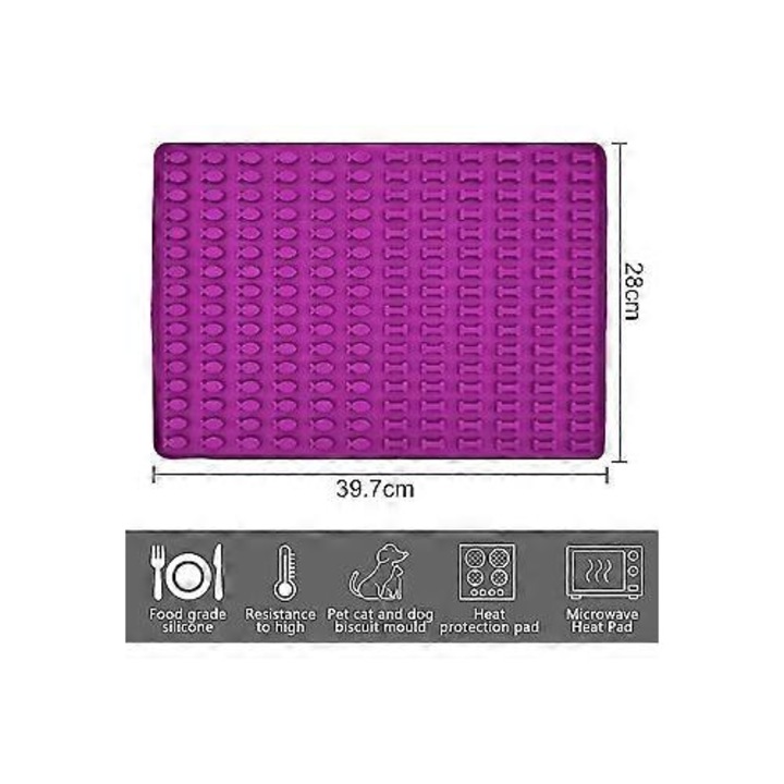 Tava de copt din silicon, mini forme oase, mov, 39.5x28x0.7cm