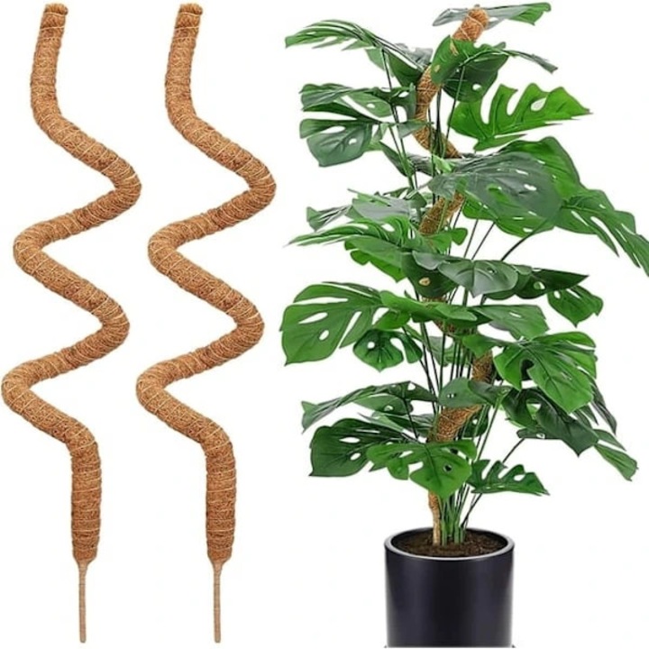 Set 2 bucati, suport din muschi pentru plante cataratoare 120 cm, fibra de cocos cu miez din aluminiu, bendabil, maro