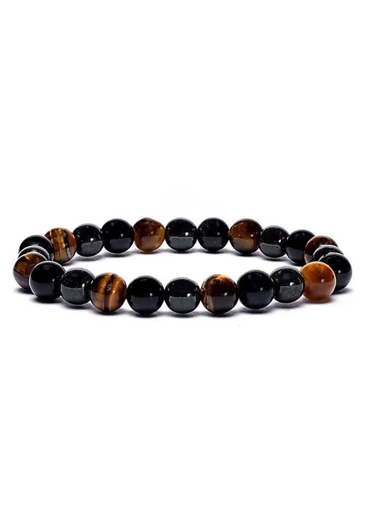 Bratara elastica cu pietre semipretioase - Hematit-Obsidian-Ochi de Tigru