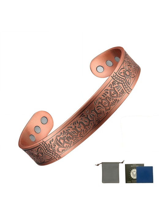 Aceasta bratara de terapie magnetica este fabricata din 99, 99% cupru rosu, potrivita atat pentru barbati, cat si pentru femei, si dispune de 6 magneti reglabili incorporati