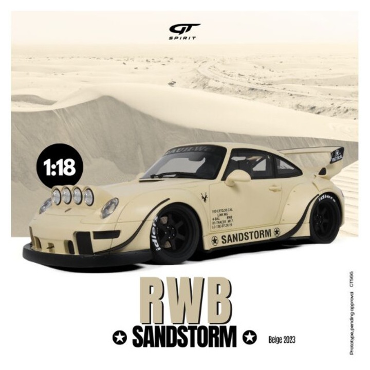 Porsche Rwb Sandstorm Beige 2023 autómodell 1:18 méretarányban, GT Spirit (GT566)