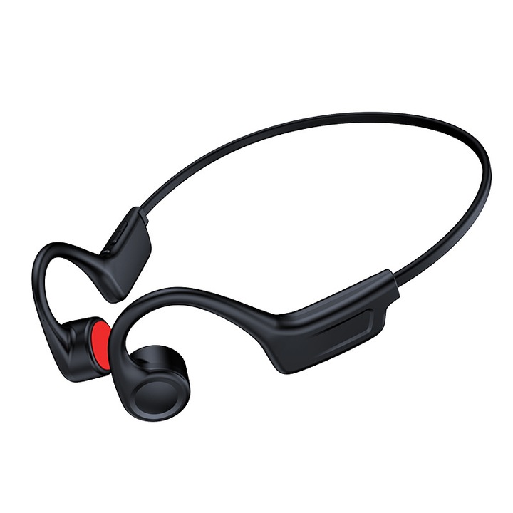 Csontvezetéses Bluetooth fülhallgató, Nyitott kialakítású vezeték nélküli, sporthoz és futáshoz, meghosszabbított üzemidő, HD mikrofon, fekete