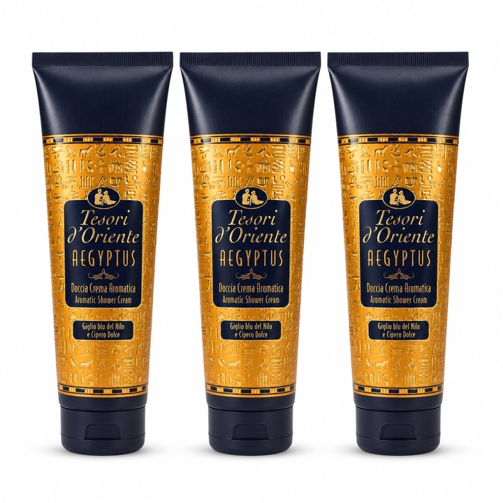 Set 3 x Tesori d’Oriente Aegyptus, crema de dus aromatica, Giglio blu del Nilo si Cipero Dolce, 250 ml/buc