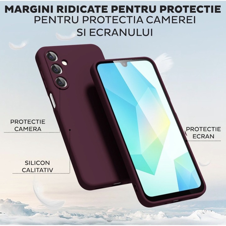 Husa Compatibila Samsung Galaxy A17 Liquid Silicon Soft cu interior Textil. Visiniu