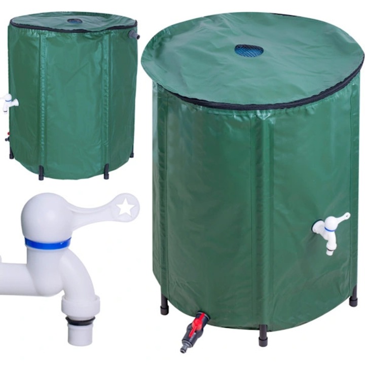 Резервоар за дъждовна вода 200L зелен PVC 70x55x55cm