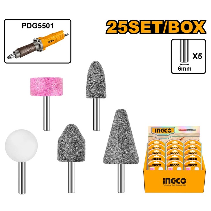 Set de matrite accesorii mini polizor Ingco, 5 piese, AKB0502