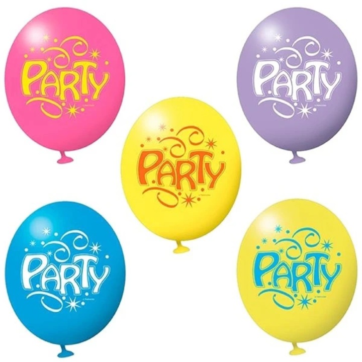 6 db "Party" feliratú lufi szett