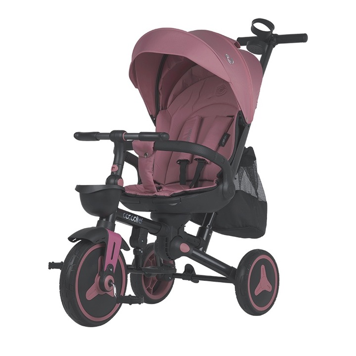 Tricicleta ultrapliabila Coccolle Urbio Plus cu scaun rotativ si pozitie de somn, Smoked Pink