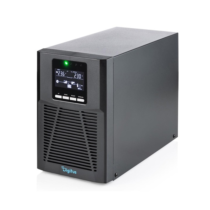 UPS Digitus Online Tower 19 inch LCD 1000VA 1000W 2x12V 9Ah fekete