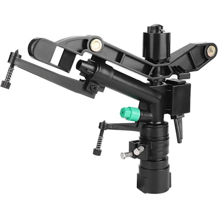 Aspersor rotativ cu duza de impact, pulverizator pentru irigare, acoperire reglabila 20-25 m, unghi de rotatie 30–360°, filet interior 1 inch (2,5 cm), negru, 1 buc