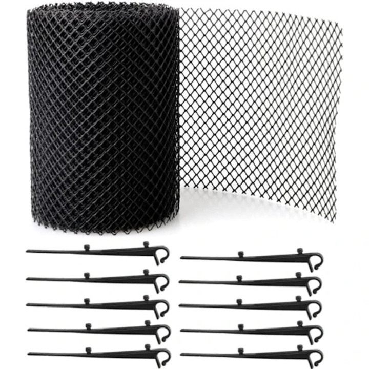 Plasa protectie jgheab 6x0.16m negru elastic set 10 carlige