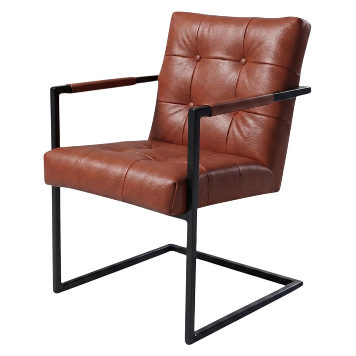 Scaun Arad, Piele Naturala, IDL Cognac, 55cm x 65cm x 85cm