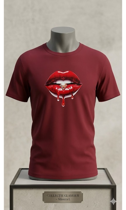 Tricou sport cu imprimeu culoare bordo marimea L