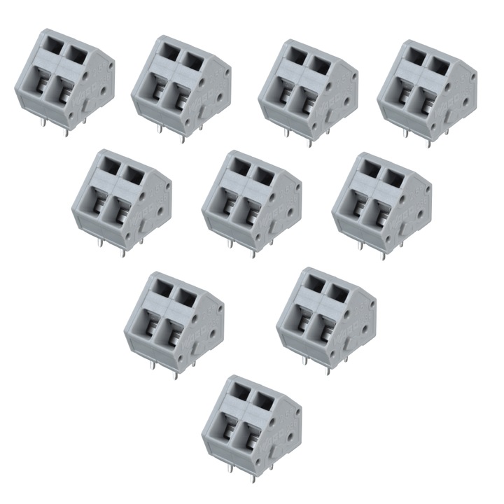 Set 10 buc Bornier PCB WAGO 236-402, 2 poli, CAGE CLAMP, 24A/630V, pas 5mm, 2.5mm², gri