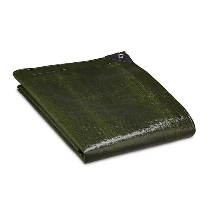 Zöld ponyva, tartós PE anyag, víz- és UV-álló, 140 g/m²
