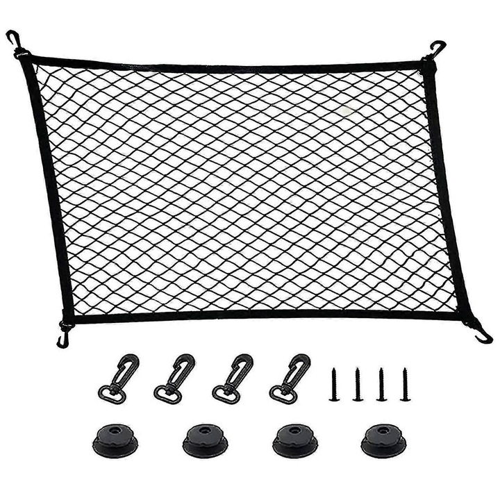 Plasa portbagaj auto 100x60x1cm negru elastic poliester set