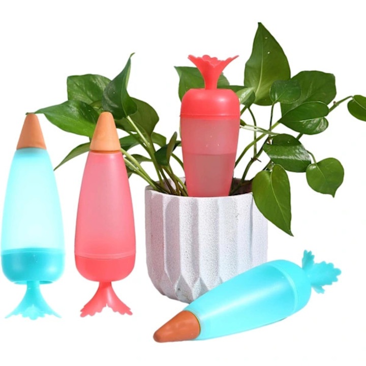 Set 2 dispozitive automate irigare plante, plastic, teracota, transparent, 7-10 zile