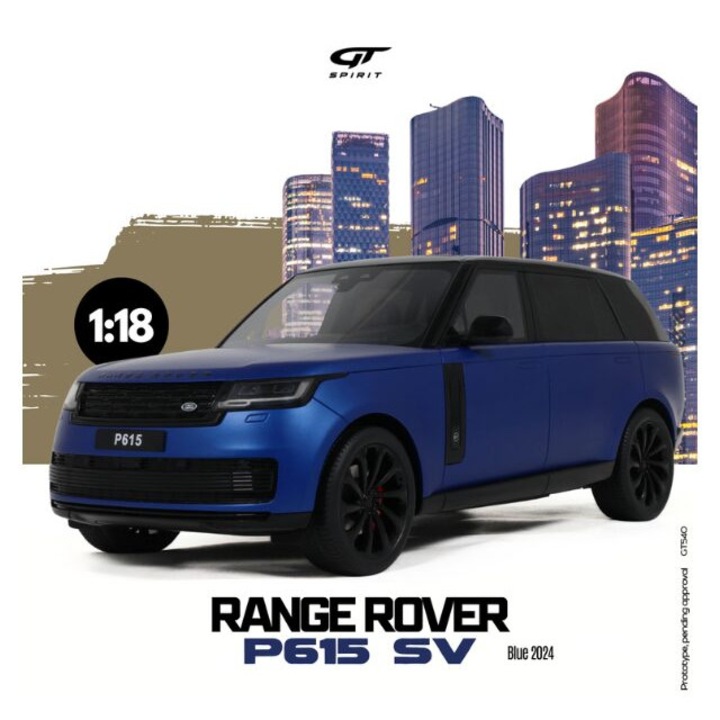 Range Rover P615 Sv Blue 2024 autómodell 1:18 méretarányban, GT Spirit (GT540)