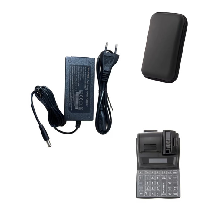 Kit Incarcator casa de marcat pentru datecs, 31.5W 9V/3.5A DP25, DP150, WP50, WP500, WP50MX, mufa noua 5.5 X 2.1 mm, tastatura silicon si geanta protectie