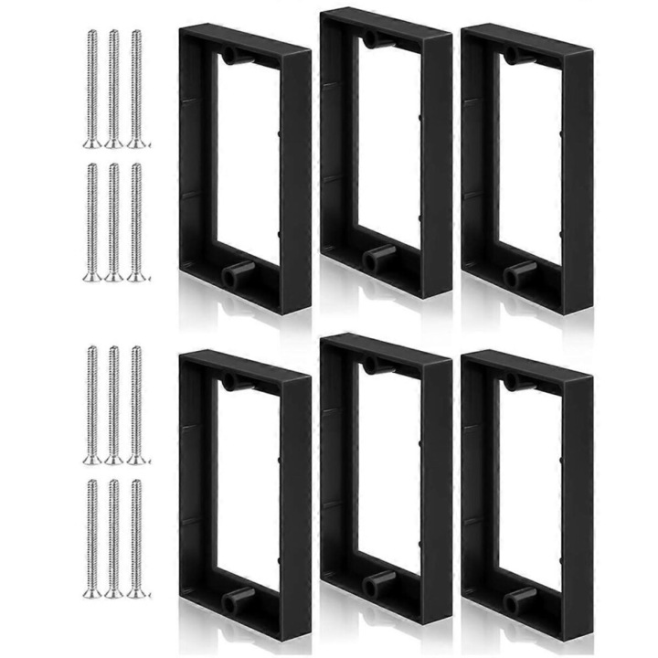 Extensor pentru cutie priza 1/2 inch, negru, set 6 buc. cu 12 suruburi