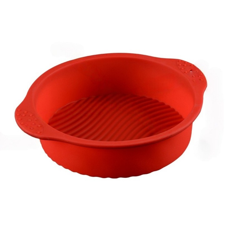 Tava copt rotunda 3D silicon rosu 29cm