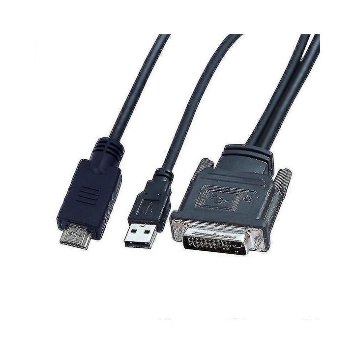 DVI 30+5 tűs HD kábel, 1.7m, apa-apa, fekete