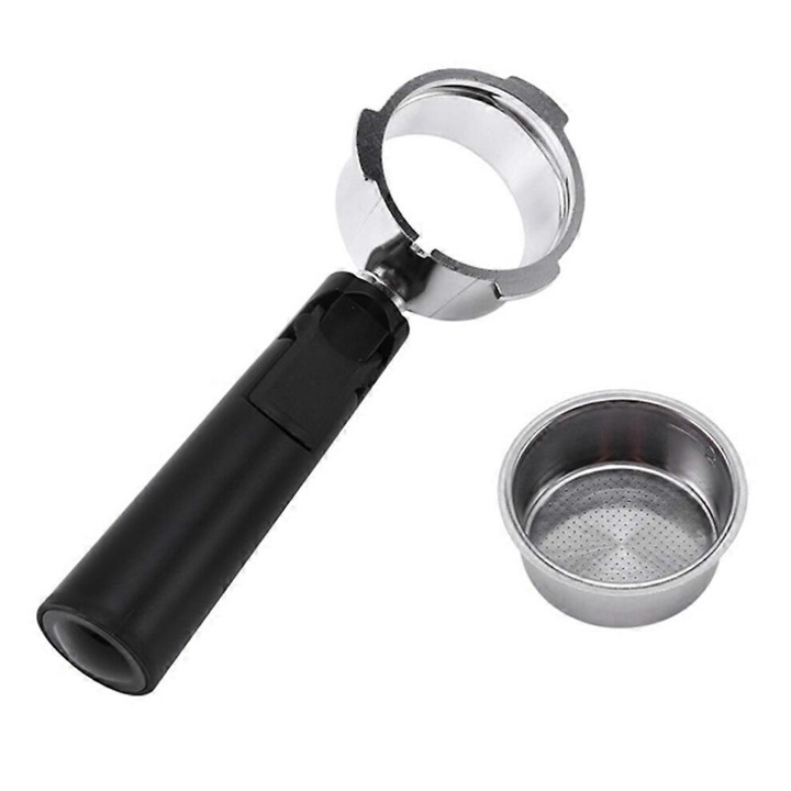 Portafiltru fara fund, 51mm, otel inoxidabil, negru argintiu