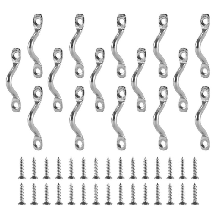 15 db rozsdamentes szemtartó készlet kajakhoz, 45x14.7mm, ezüst