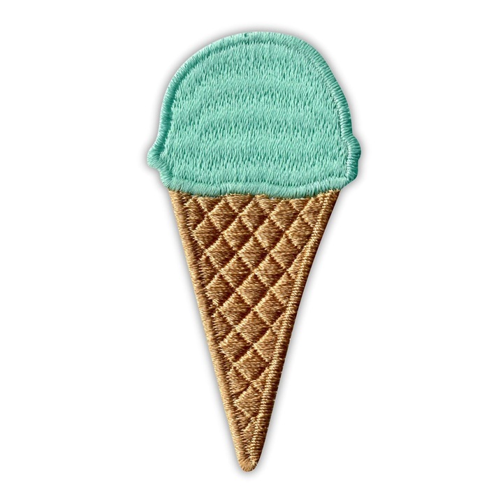 Hímzett folt Patchion, menta fagylalt, bézs, 7x3.5cm