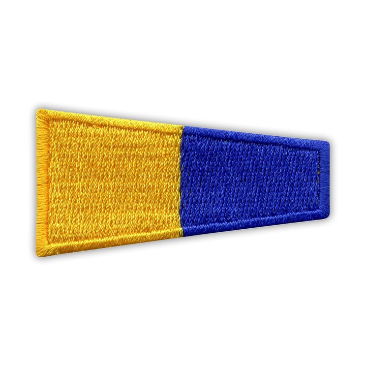 Patchion Pantafive 5 textil folt, hímzett, sárga-kék, 4.4x5.5cm