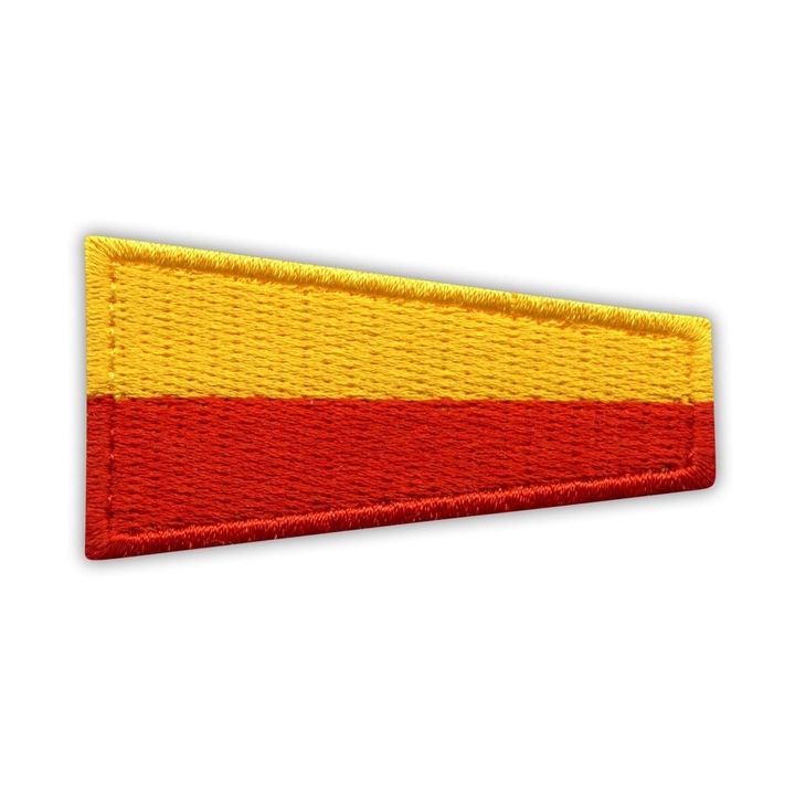 Petic textil Patchion Flag Setteseven 7, hímzett, sárga piros, 4.4x5.5cm