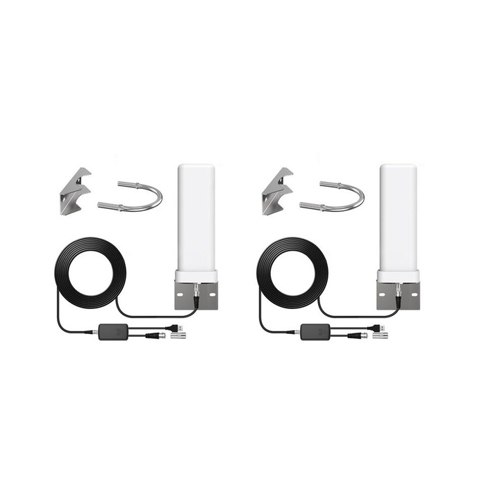 Kültéri digitális TV antenna készlet, fehér, 174-862MHz, 39DBI, 2 db