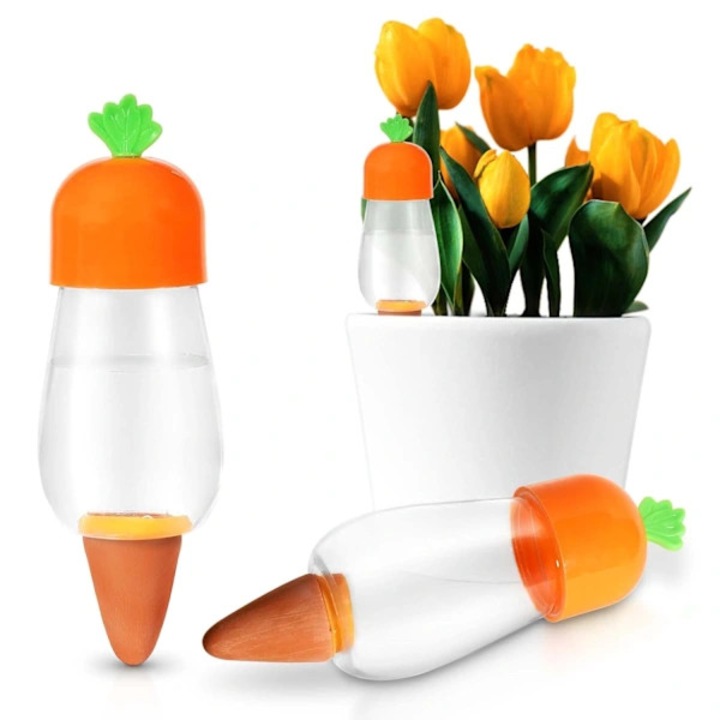 Set 2 picuratoare automate irigare plante, portocaliu transparent, 20cm