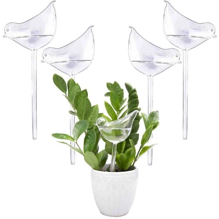 Set 5 irigatoare plante din plastic, pasare, 25x10cm