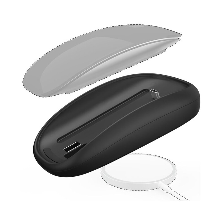 Ergonomikus vezeték nélküli töltőbázis Magic Mouse 2-höz, fekete
