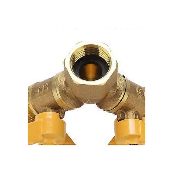 Adaptor robinet dublu, alama, reglabil, conexiune G1/2, G3/4
