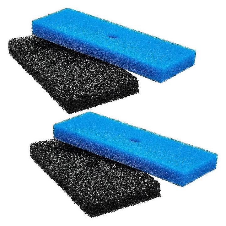 Set 2 filtre burete pentru iaz, grosier si fin, albastru si negru, 26x13x2.5cm