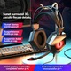 Геймърски слушалки Over-Ear с кабел, LED светлинни ефекти, вграден микрофон, контрол на кабела, съвместими с PC, телефон, лаптоп, професионален стерео звук