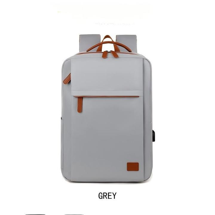 Rucsac laptop, ghiozdan de voiaj din Oxford rezistent la apa, cu port USB, compartiment pentru laptop 15.6 inch, buzunar pentru haine umede, atasabil la troler, Gri, 40 x 30 x 20 cm-Grey