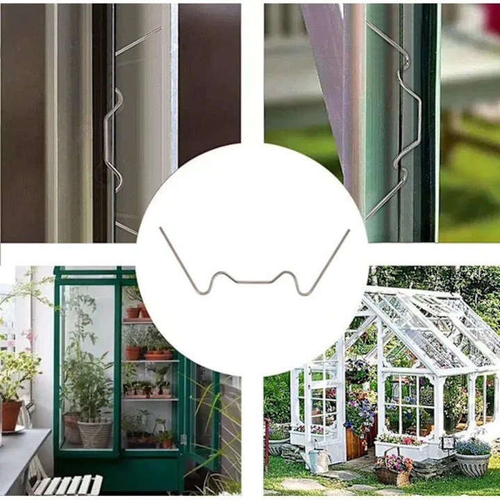 Set 100 cleme din otel inoxidabil pentru sere, verde, 304 si 301, diverse dimensiuni