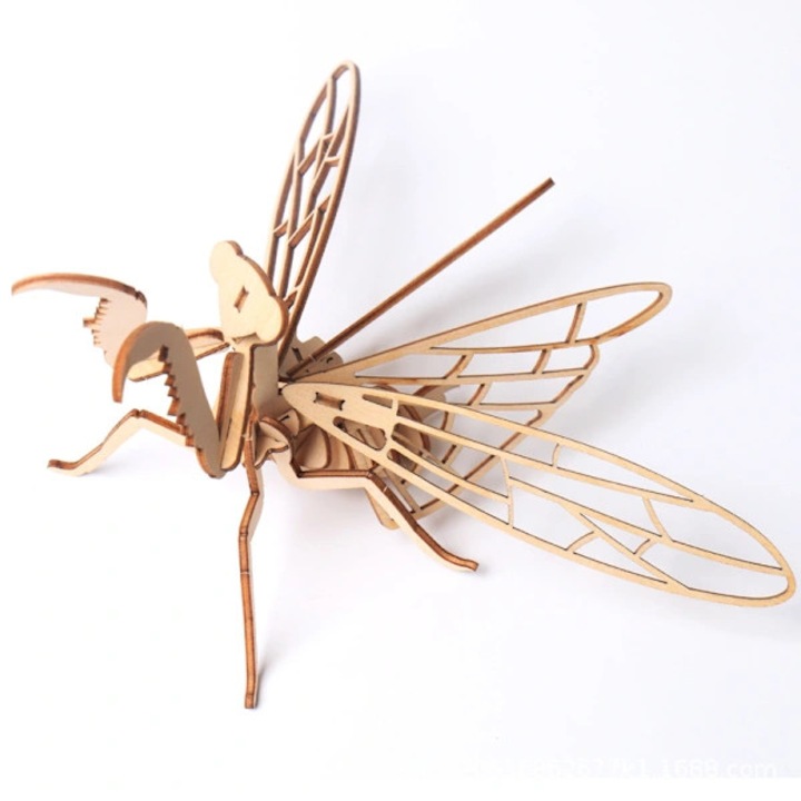 Puzzle 3D insecte lemn, model asamblare, colorabil, 20x15x5cm
