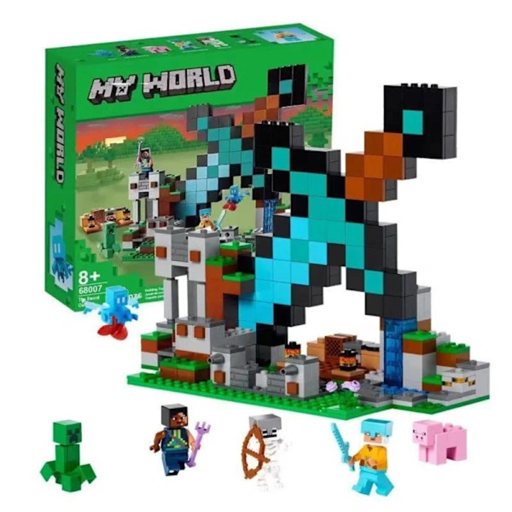 Set de constructie sabie diamant Minecraft, figurine multiple, multicolor, dimensiuni mari