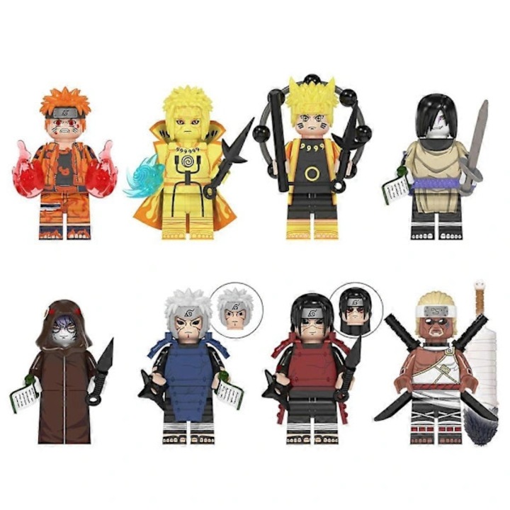 8 db-os mini anime figura készlet, építőkockák, többszínű, 4.5cm