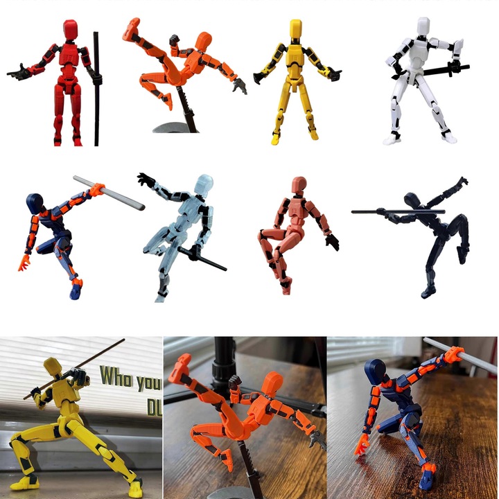 Csuklós robot figura, 13.7cm, többszínű