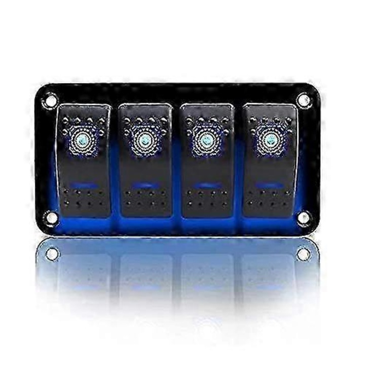 Kapcsolópanel 4 gang kék LED IP65 16x10x9cm
