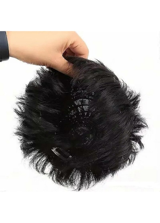 Peruca scurta barbati, par natural, negru, drept, stratificat