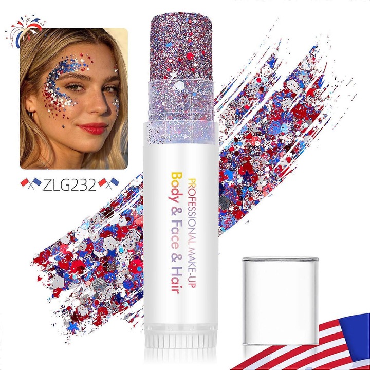 Glitter stift arcra és testre, vízálló, sokszínű, 15g