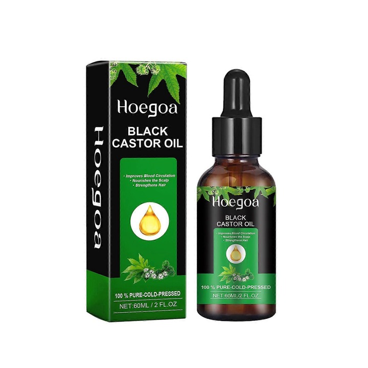 Ulei de ricin negru Hoegoa, set 3 bucati, hranitor, hidratant, 50ml